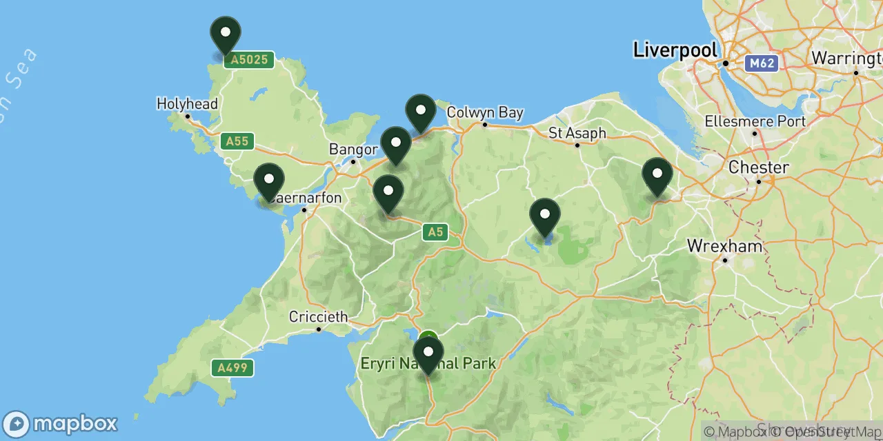 Map preview showing dog friendly walks in North Wales