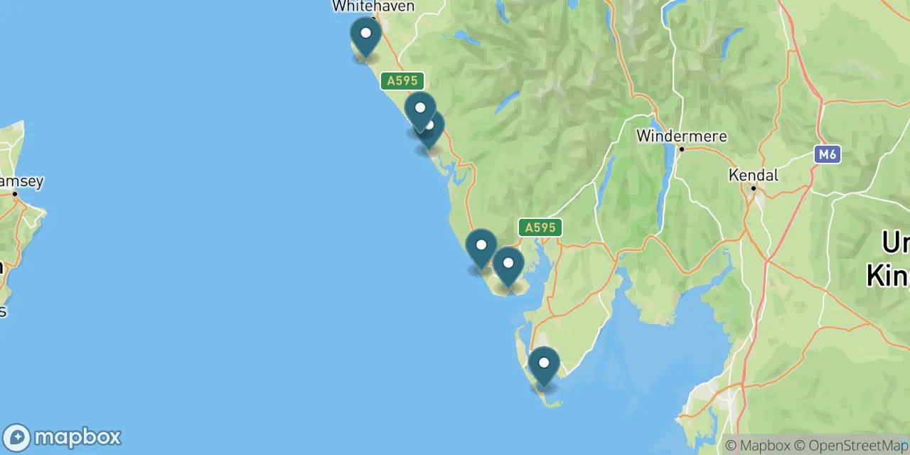 Map preview showing dog friendly beaches in Cumbria and The Lake District