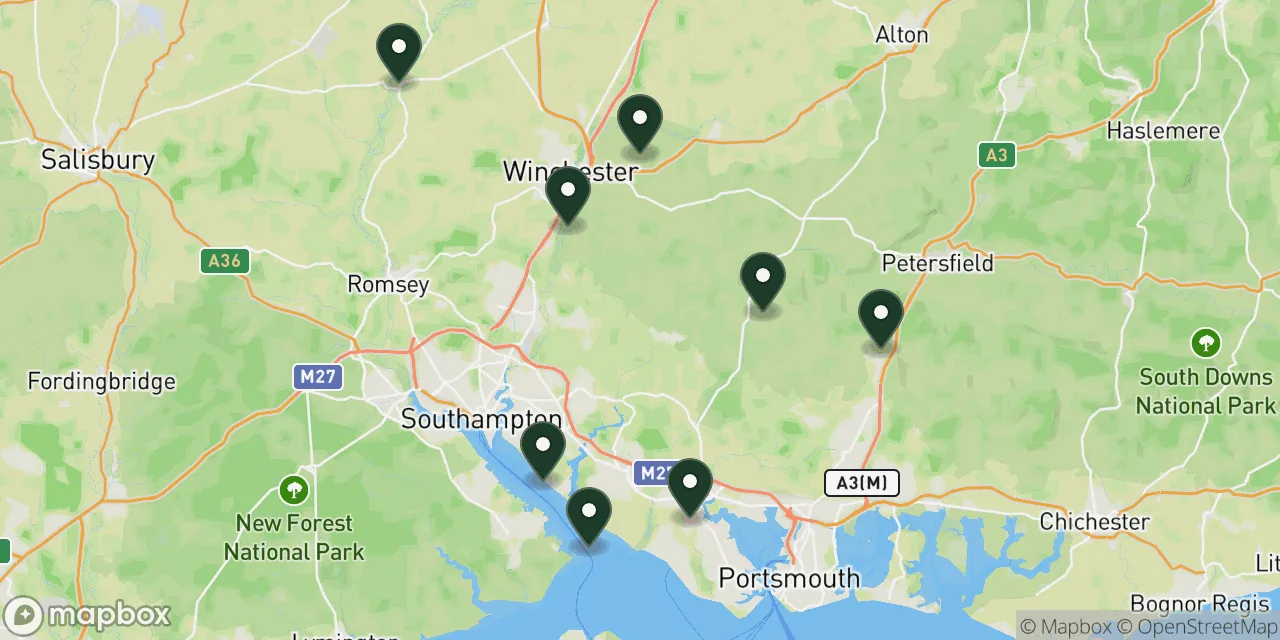 Map preview showing dog friendly walks in Hampshire