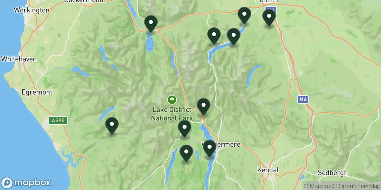 Map preview showing dog friendly walks in The Lake District