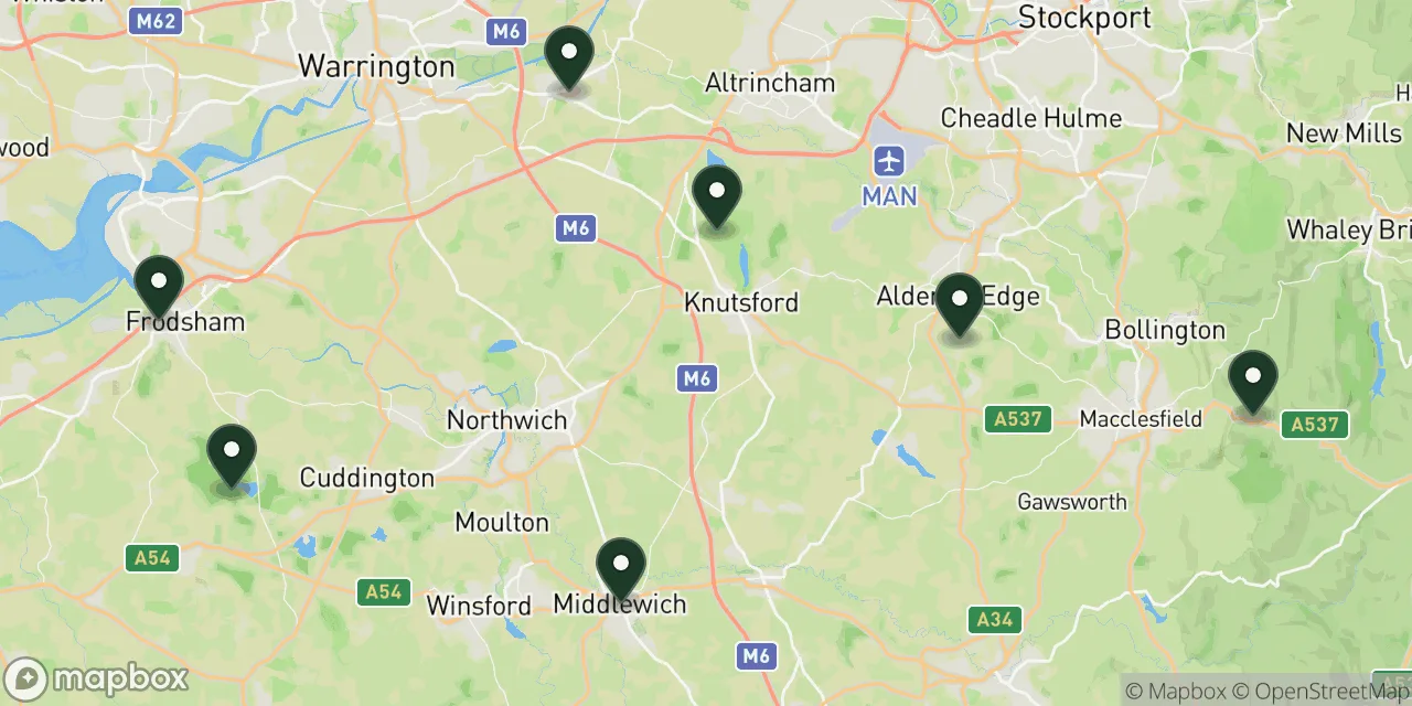 Map preview showing dog friendly walks in Cheshire