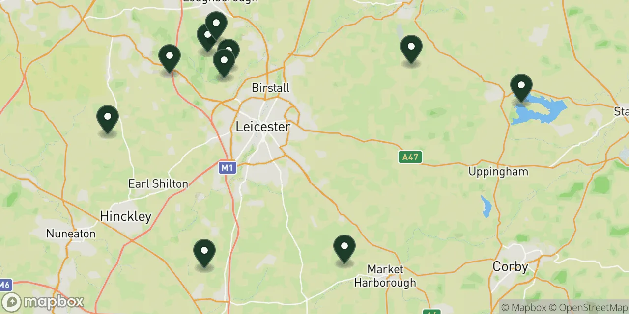 Map preview showing dog friendly walks in Leicestershire