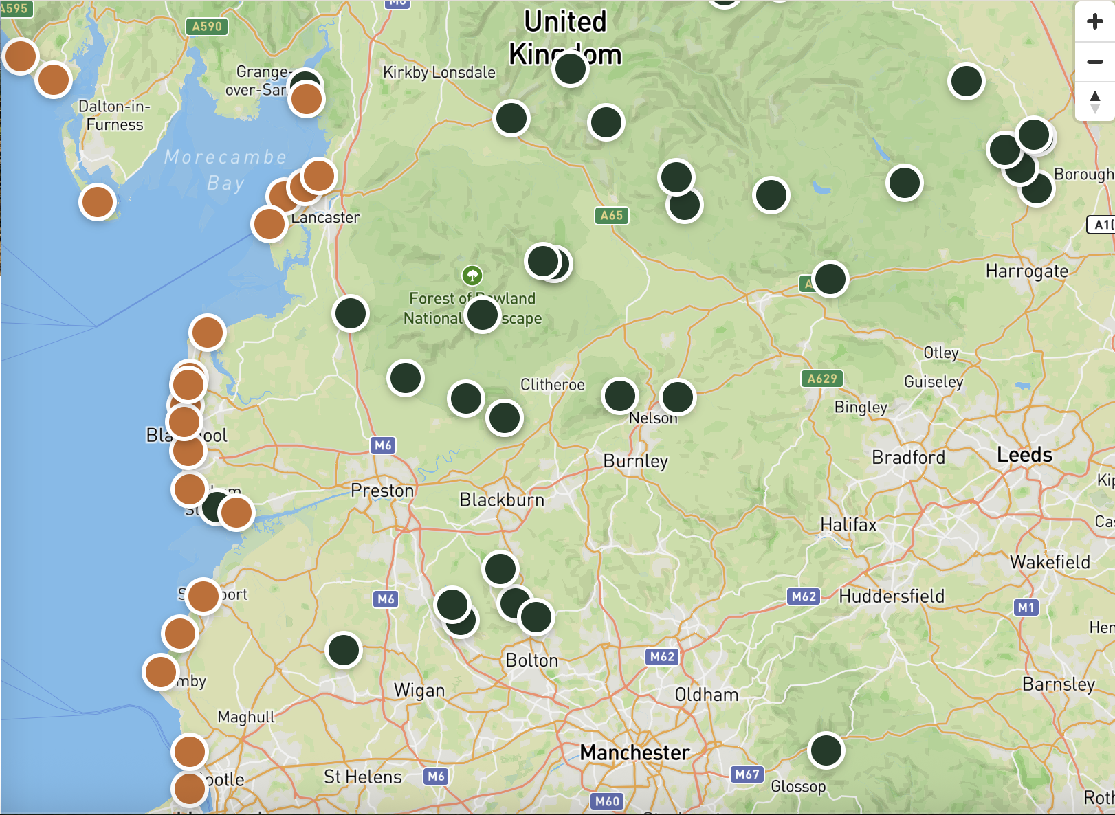 The Wildpack interactive map showing dog friendly locations across the UK